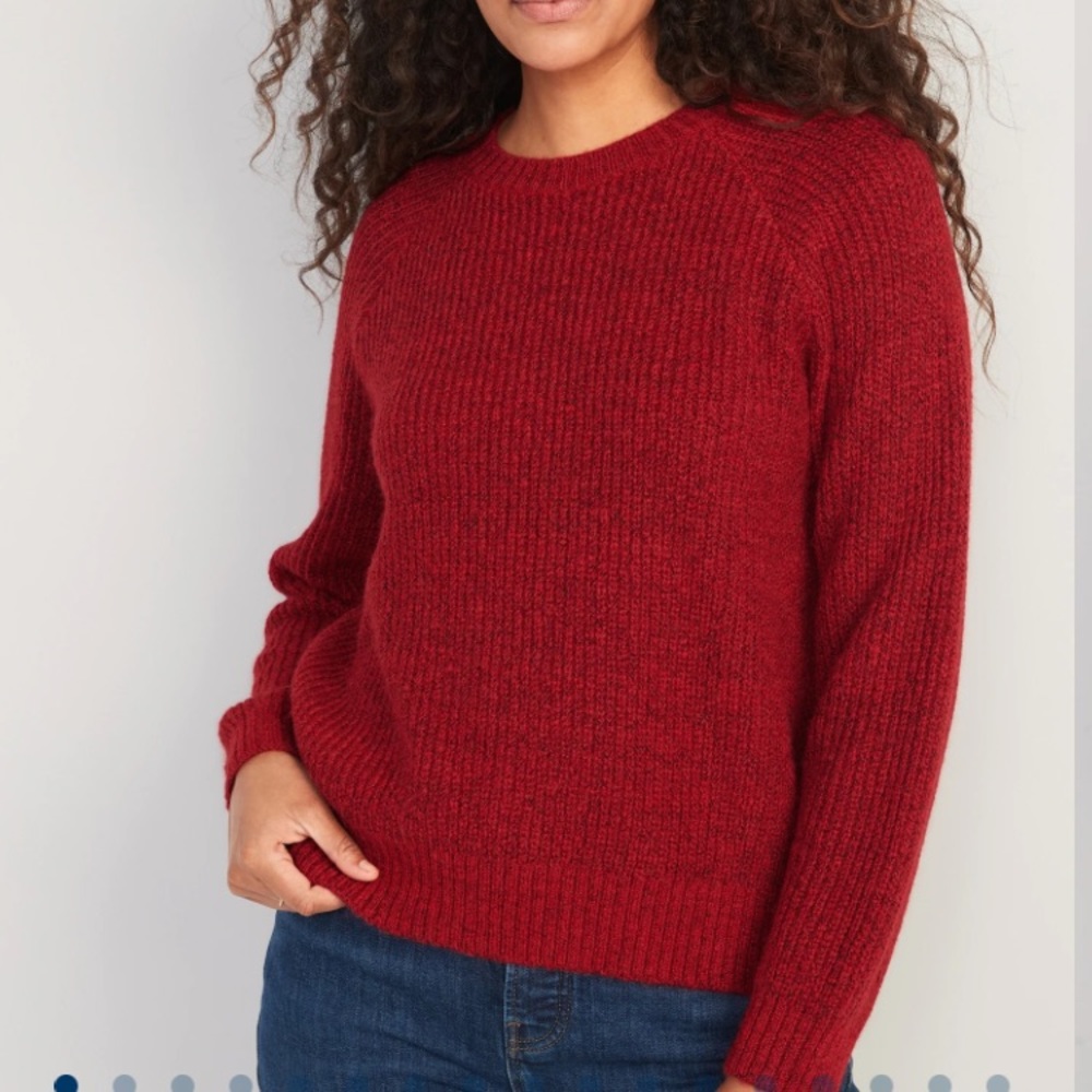 NWT Cozy Shaker-Stitch Pullover Sweater for Women in Red